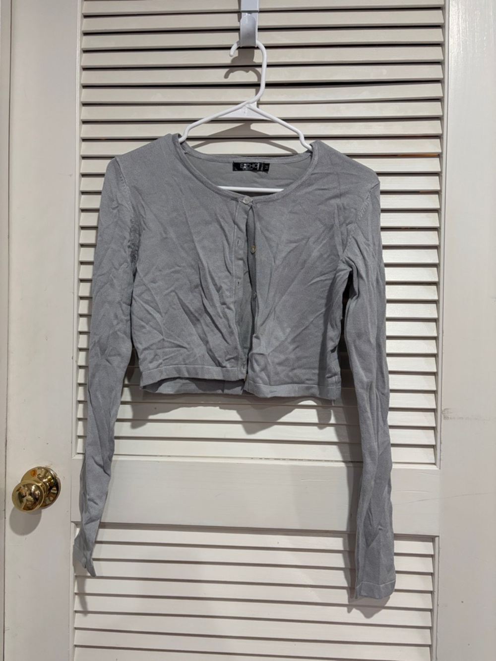 Light Gray Cropped Button-Front Cardigan - Kids